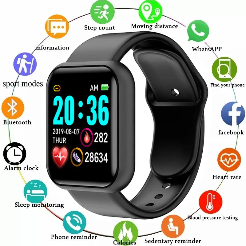 Y68 relógio inteligente masculino d20 pro relógio inteligente monitor de freqüência cardíaca pressão arterial pulseira de fitness presente para ios e android smartphones